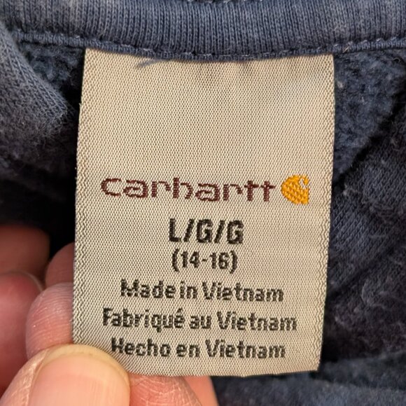 Carhartt Hoodie with Logo Navy Size Large (14-16) - Picture 10 of 12